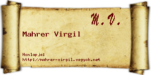 Mahrer Virgil névjegykártya